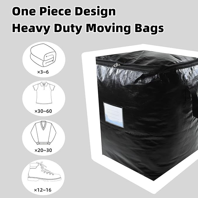 3 Pack 91L Storage Bags for Clothes, Moving Bags Heavy Duty Extra Large with Reinforced Handle, Storage Containers for Organizing Bedding, Blanket, Sheets, Pillows, Toys, Christmas Decorations