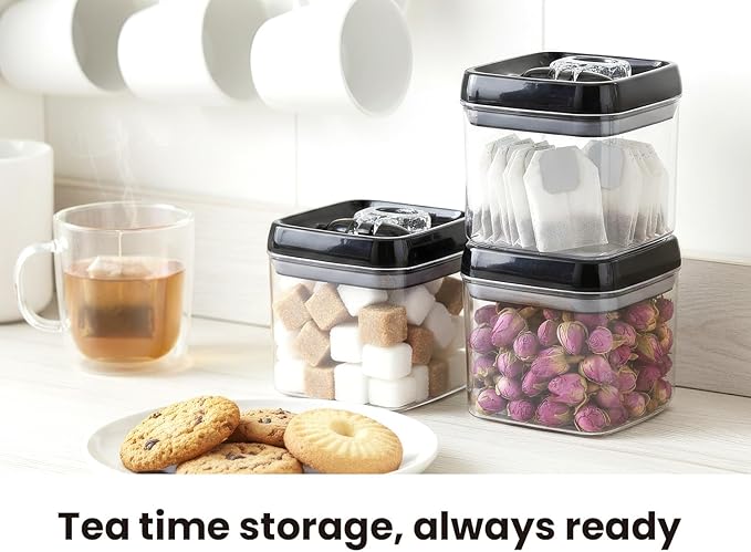 Felli Flip Tite Food Storage Container 5" LARGE Size Airtight Lid Lock Top, Stackable Kitchen Canister for Space Saving