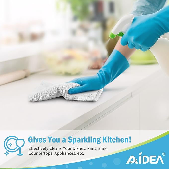 AIDEA Microfiber Cleaning Cloth-12PK, Soft Microfiber Towels for Cars, Absorbent Cleaning Rags, Lint-Free Streak-Free Wash Cloths for House, Kitchen, Window(12in.x12in), White