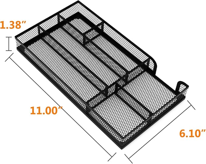 Desk Drawer Organizer, Small Metal Mesh Drawer Organizer Tray, Office Pencil Drawer Organizer Accessories for Desktop, Bathroom, Kitchen, Makeup, Vanity