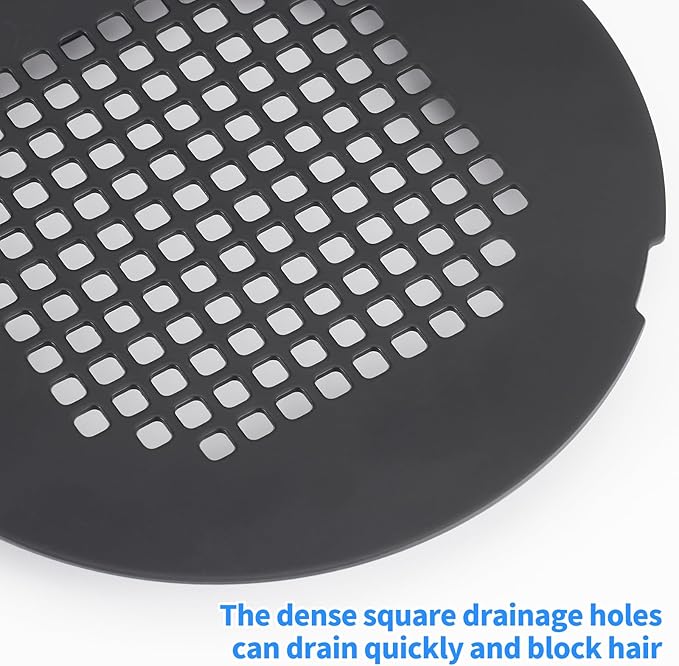 Shower Drain Cover, Shower Drain Hair Catcher Snap-in Replacement Strainer, Matt Black Round Grate