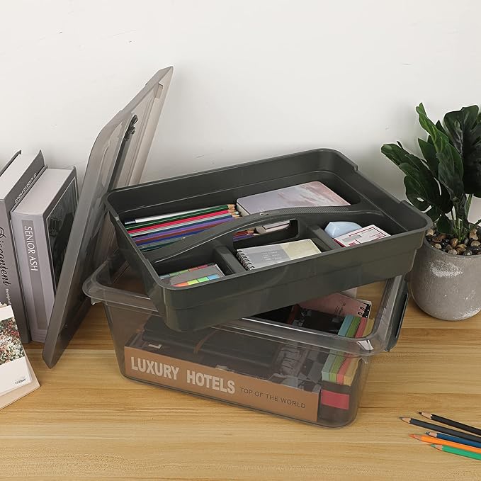 BTSKY Stack & Carry Box - Clear Storage Container (Multi-Purpose)