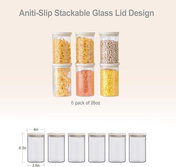 Urban Green Glass Food Storage Jar with Glass Lid, Food Canister Set with Airtight Lids