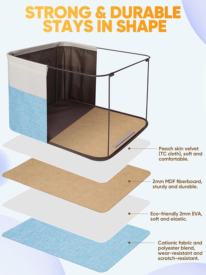 2 Pack Fabric Closet Storage Bins for Shelves, Skyblue, 14''x10''x8.5''