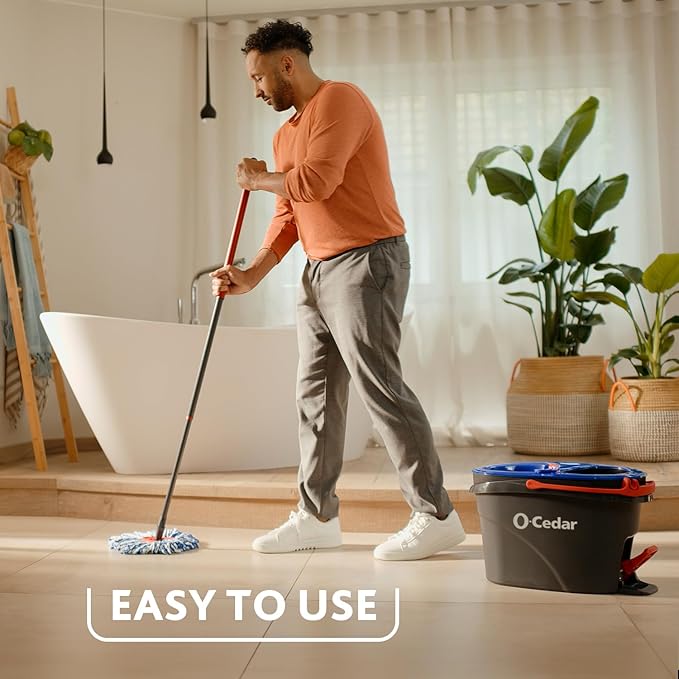 O-Cedar EasyWring RinseClean Spin Mop Microfiber Refill, 4-Pack, Blue