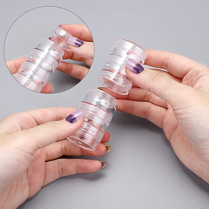 8 Sets 5 Layers Clear Plastic Round Storage Jars Jewelry Bead Storage Containers
