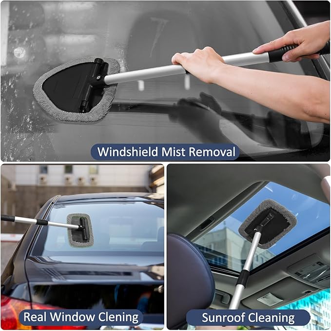 Beieverluck 20 Pieces Windshield Cleaner Tool, Inside Car Windshield Cleaning Tool with 12 Microfiber Pads, 4 Spray Bottle