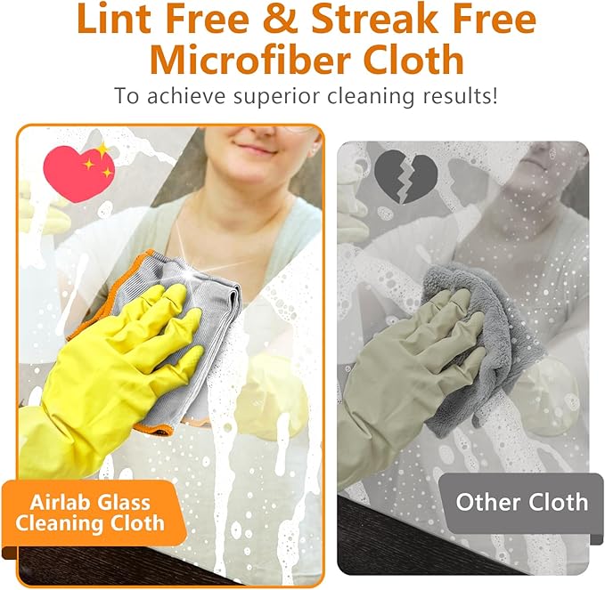Glass Polishing Cloth Streak Free Miracle Microfiber Cleaning Cloth Lint Free Cleaning Rags for Glasses Kitchen Dish Mirrors Easy Clean, Pack of 6