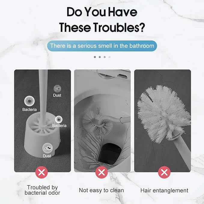 Toilet Cleaner Brush - Toilet Bowl Brush, Toilet Brush for Wall | Deep Clean Toilet Bowl Scrubber, dureble Bristles Ergonomic Handle Compact Design, Bathroom Cleaning Tool, Hygienic Storage Solution