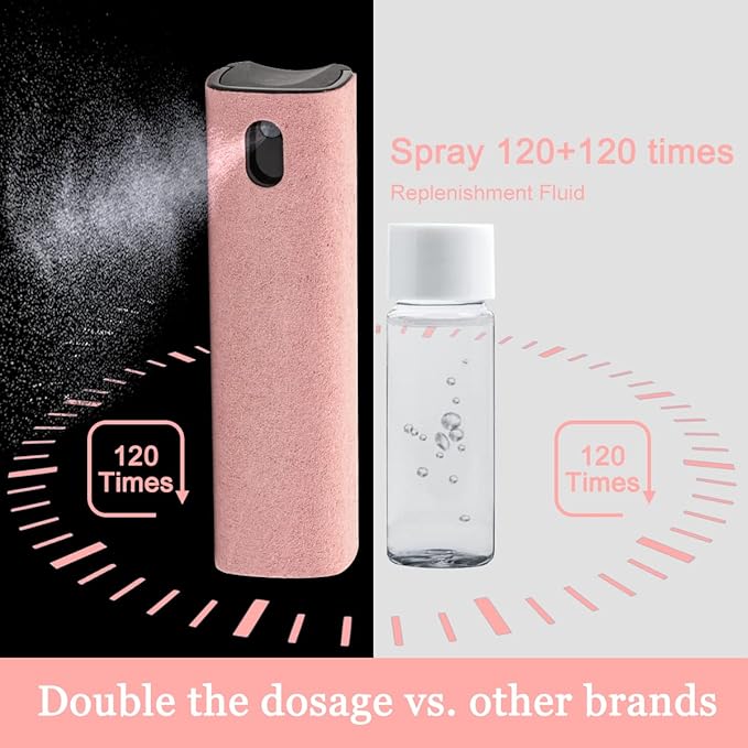 Touchscreen Mist Cleaner Spray, walrfid Electronic Screen Cleaner for TV, Laptop, Tablet, PC, Computer Monitor LCD Flat Screens, Eyeglasses - Pink