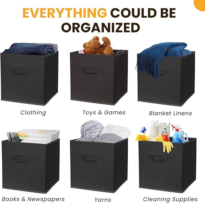 Large Storage Cubes- 13 Inch Cube Storage Bins for Organizing Shelves Kallax