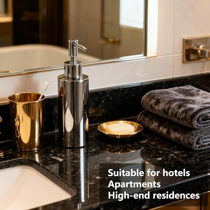Stainless Steel Soap Dispenser, which is Suitable for Kitchen and Bathroom Hand sanitizer and Shower Gel Shampoo, (7.5OZ/220ML)