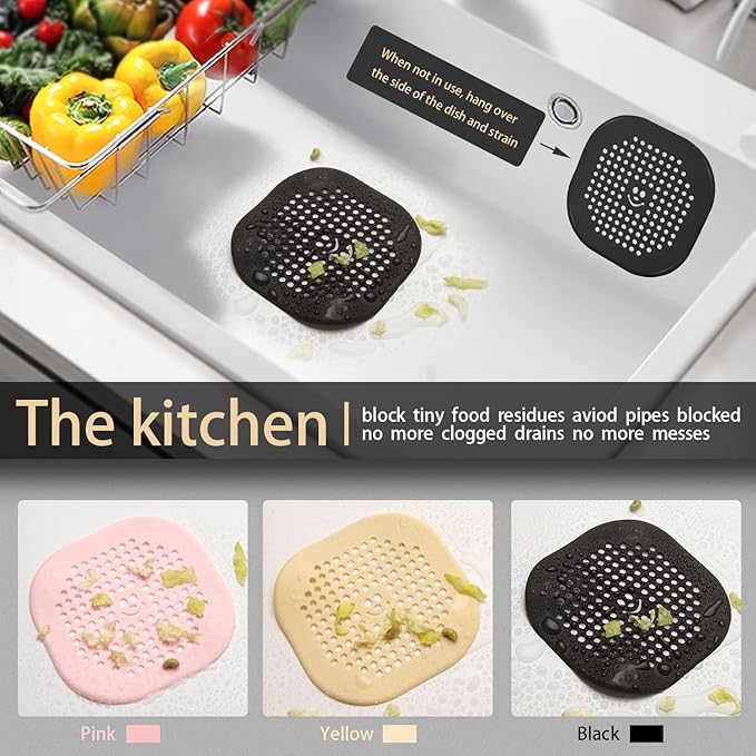 2 Pack Drain Hair Catcher Silicone Shower Drain Protector Sink Drain Strainer Hair Stopper for Shower Kitchen Bathroom Tub Brown 5.5 x 5.5 x