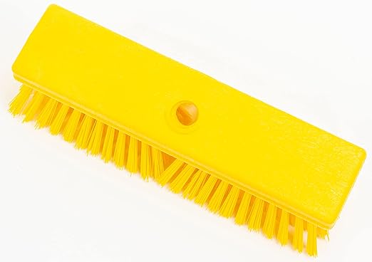 SPARTA Plastic Floor Scrub Brush, Brush Head Only, Deck Brush with ACME Standard Thread Fitting for Deck, Industrial Kitchens, and Hospitals, 10 Inches, Yellow