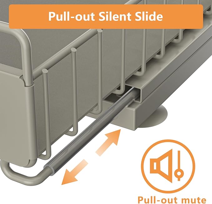 Under Sink Organizer, High Adjustable 2 Tier Under Kitchen Sink Organizer, Gray