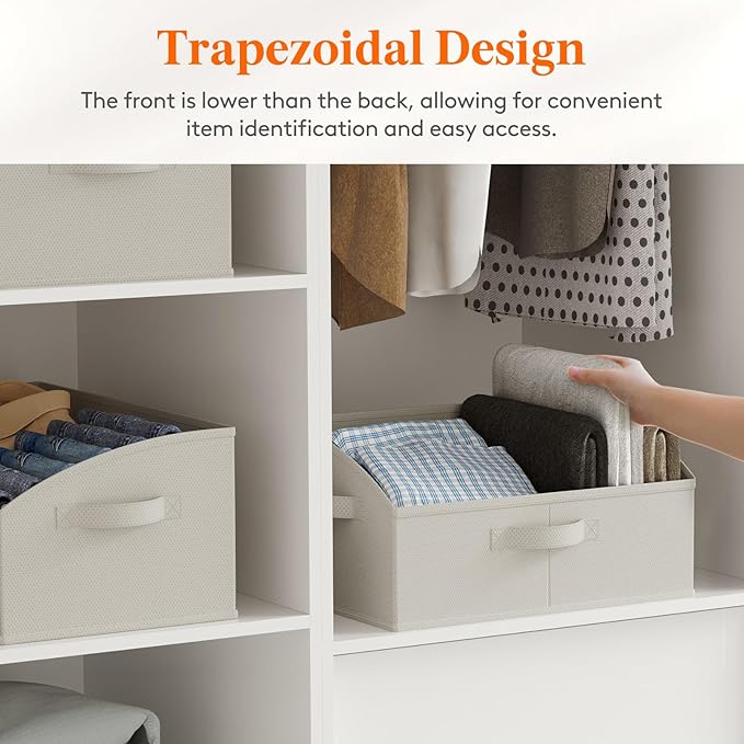 Lifewit Trapezoid Closet Storage Bins for Shelf, 6 Packs Non-woven Closet Organizer Baskets with Handles