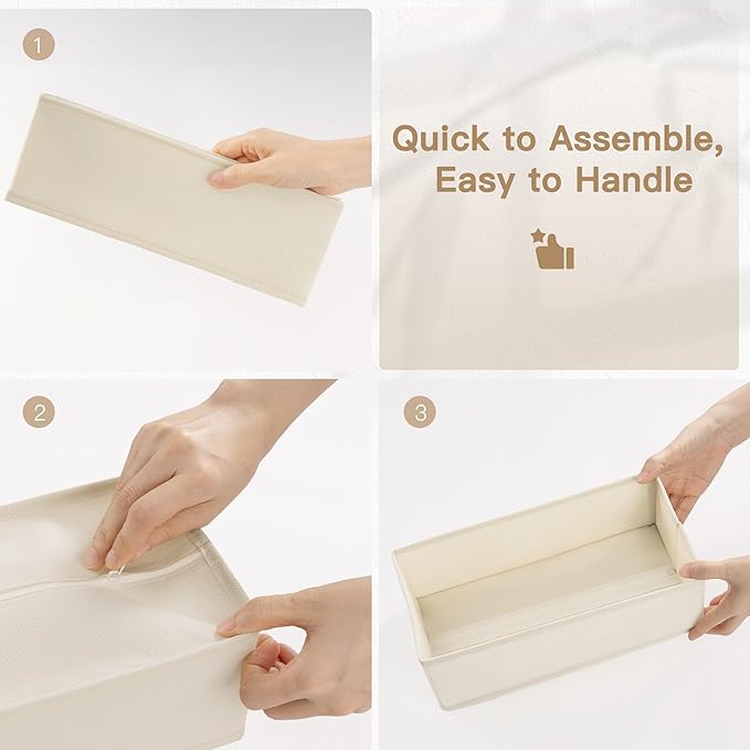 Drawer Organizer Clothes, 14 Pack Dresser Organizer for Baby Clothes, Beige