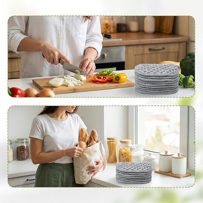 Thinp 8 Pcs Multipurpose Wire Dishwashing Rags for Wet and Dry, Double Side Non Scratch Wire Dishcloth Reusable Metal Dish Cloth Silver Mesh Dish Cloths for Kitchen Sink Cookware Stove Cleaning