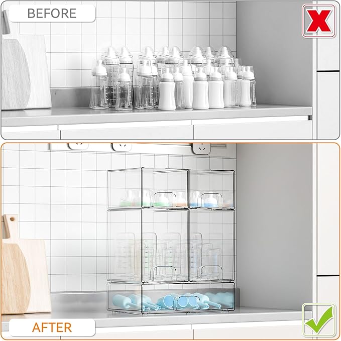 5 Set Clear Baby Bottle Organizer for Countertop