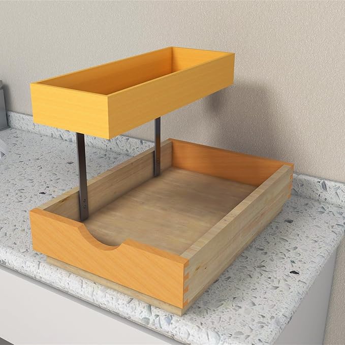 2-Tier Pull Out Drawer Organizer, Sliding Shelf Storage for Kitchen, Bathroom, Under Sink Cabinet (12" Width)