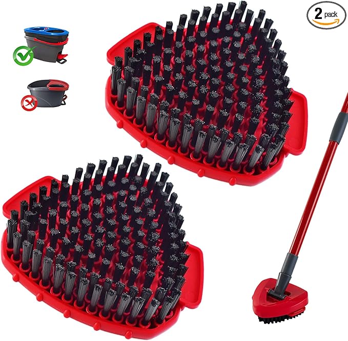 Scrubber Mop Head for Ocedar, Upgrade Scrub Brush for Ocedar, Spin Mop Scrub Brush Head for O Cedar RinseClean 2-Tank, More Bristles Scrub Brush Attachment for Bathroom, Deck, Kitchen Floor Cleaning
