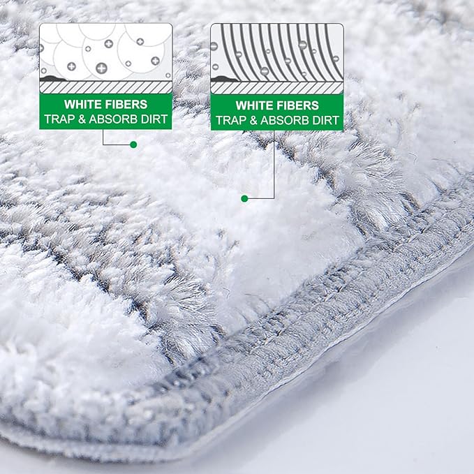 Flat Mop Pads, 5 Pack 13" X 4.9" Flat Mop Microfiber Mop Head/Refill/Pad, Washable Squeeze Cleaning Mop Pads Replacement Heads - White and Grey…