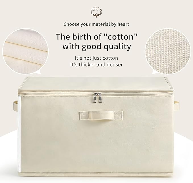2 Pack Large Canvas Comforter Storage Bags Closet Organizer for Clothes Sweater