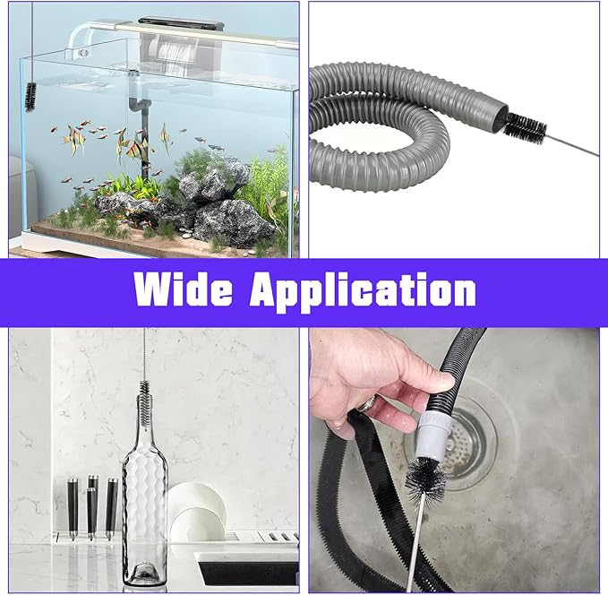 11 Pcs Drain Brush Set - 79" Tube & Straw Cleaners for Kitchen Sink