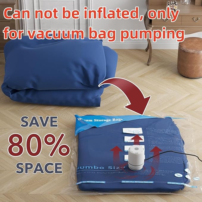 Vacuum Seal Bags for Clothing Travel & Home Storage, 24 Combo with Electric Pump
