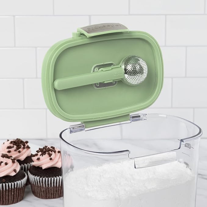 ProKeeper+ Airtight Food Storage Container Set – Clear Plastic Flour and Sugar Canister Set with Magnetic Accessories for Kitchen Organization (Pistachio, 9-Piece)