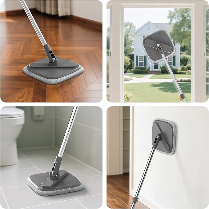 Mop and Bucket, Spin Mop with Separate Dirty Water System, Deep-Cleaning Mops for Floors, Versatile Mops for Walls