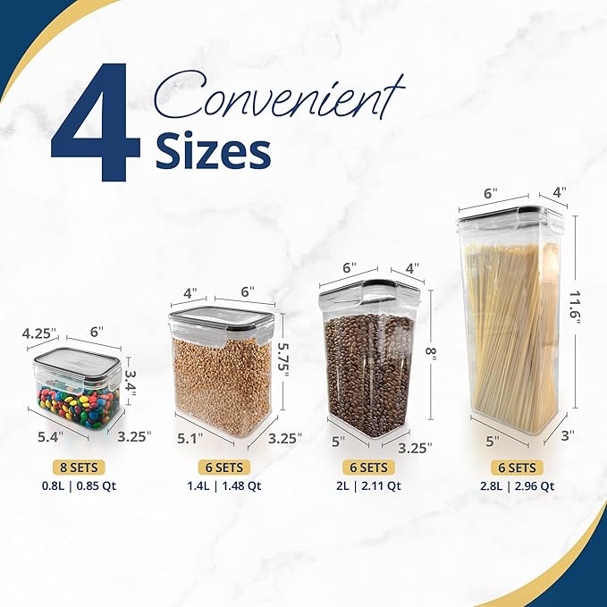 Reli. Airtight Food Storage Containers with Lids (26 Sets) | Kitchen Organizers and Storage Pantry Organizers | BPA Free Plastic Food Containers | Mega Variety Pack w/Measuring Cup, 30 Labels, Pen