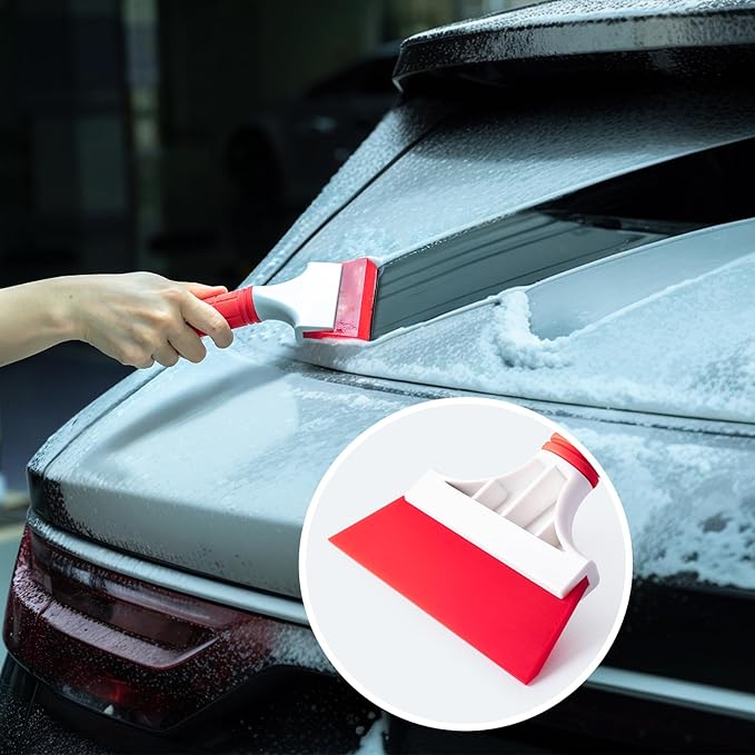 FOSHIO 2 Pack Car Squeegee, 5 inchs & 2 inchs Rubber Blade with Anti-Slip Handle Window Squeegee for Cleaning, Window Tint for Vinyl Car Corners, Windshields, Mirrors and PPF Installation
