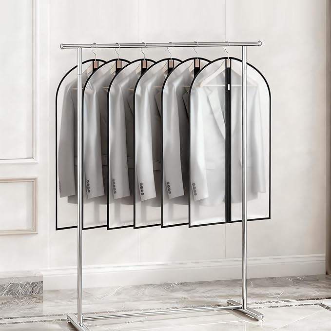 6 Pack Garment Bags 60 * 100cm, 40in PEVA Translucent Garment Covers, Jackets