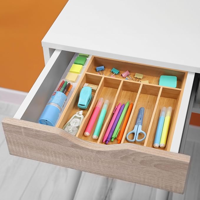 Kitchen Bamboo Silverware Organizer, Kitchen Drawer Organizer, Natural