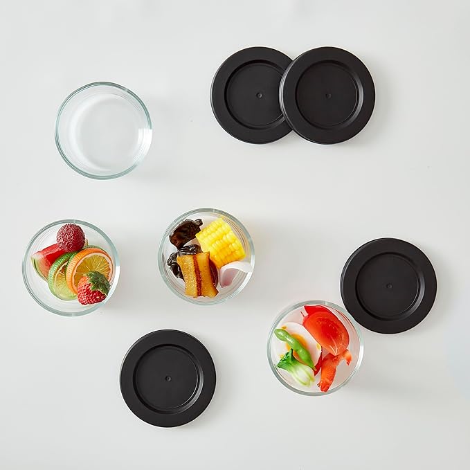 DURA LIVING 8-Piece Glass Food Storage Containers Set (4 Containers + 4 BPA-Free Lids) | 1-Cup, Leakproof | Microwave, Freezer, Oven & Dishwasher Safe