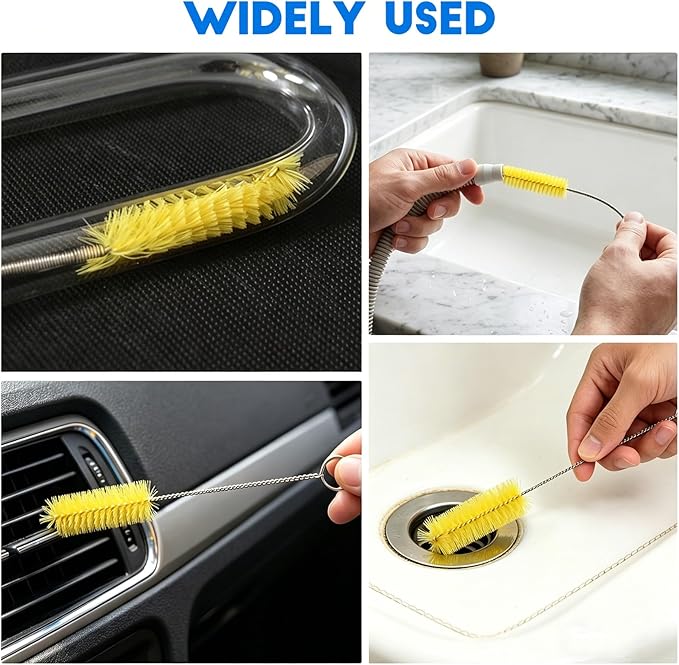 2PCS Flexible Long Drain Brush, 78 Inch Nylon Stainless Steel Tube Cleaning Brush, Slim Long Hose Pipe Cleaning Tool for Auto Sunroof Drain Hole