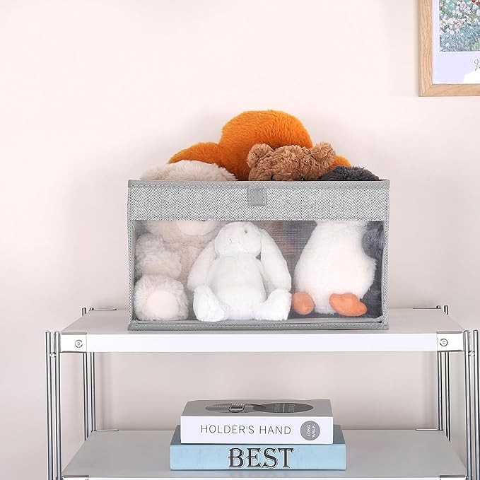Closet Storage Bins, Large Fabric Storage Baskets with Clear Window