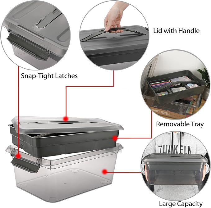 BTSKY Stack & Carry Box - Clear Storage Container (Multi-Purpose)