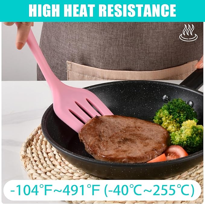 Silicone Spatula Set 5 Pieces Heat Resistant Non-Stick Rubber Spatulas for Baking Cooking Mixing Scraping Nonstick Cookware Kitchen Utensils (Pink)