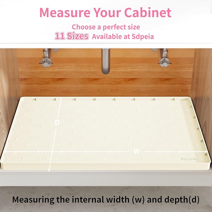 Under Sink Mat 25"×19" Waterproof Silicone Cabinet Liner & Sink Protector