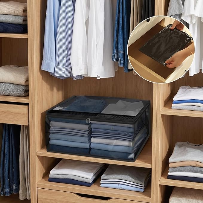 Blanket Storage Bags 80L Large Clothes Storage Foldable Closet Organizers
