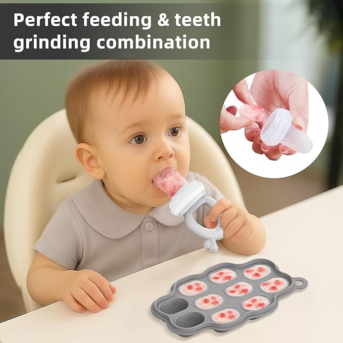 16 Pack Silicone Baby Feeding Set, BPA-Free Baby LED Weaning Supplies, Include Suction Plates, Baby Bowls, Silicone Fork & Spoon, and More, First Stage Baby Food Eating Utensils - 6+ Months(Grey,16)