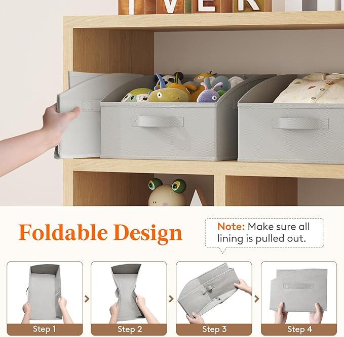 Lifewit Trapezoid Closet Storage Bins for Shelf, 6 Packs Non-woven Closet Organizer Baskets with Handles