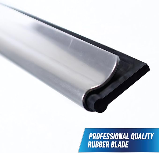Unger Professional Connect and Clean 2-in-1 Squeegee and Scrubber, 6” Window Cleaning Tool, Commercial and Residential Use