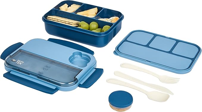 Restaurantware Bento Box 1 Count 44 Ounce Plastic Lunch Box With Cutlery
