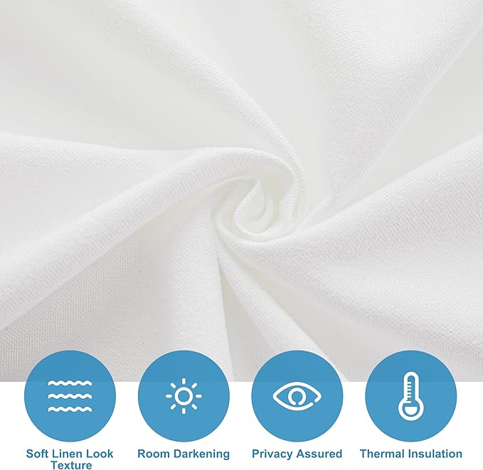 RYB HOME Tricia French Door Curtains - White, W26 x L80, 1 Panel
