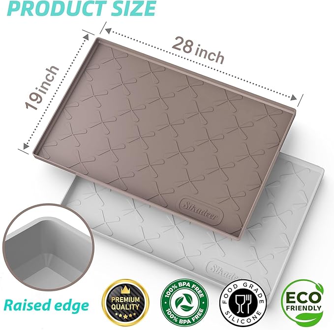SIKADEER 28" x 19" Under Sink Mat Waterproof, Silicone Mat Kitchen Drawer Shelf and Cabinet Liner, Sink Protector for Kitchen Organizers and Storage, Boot Tray Pet Food Mats