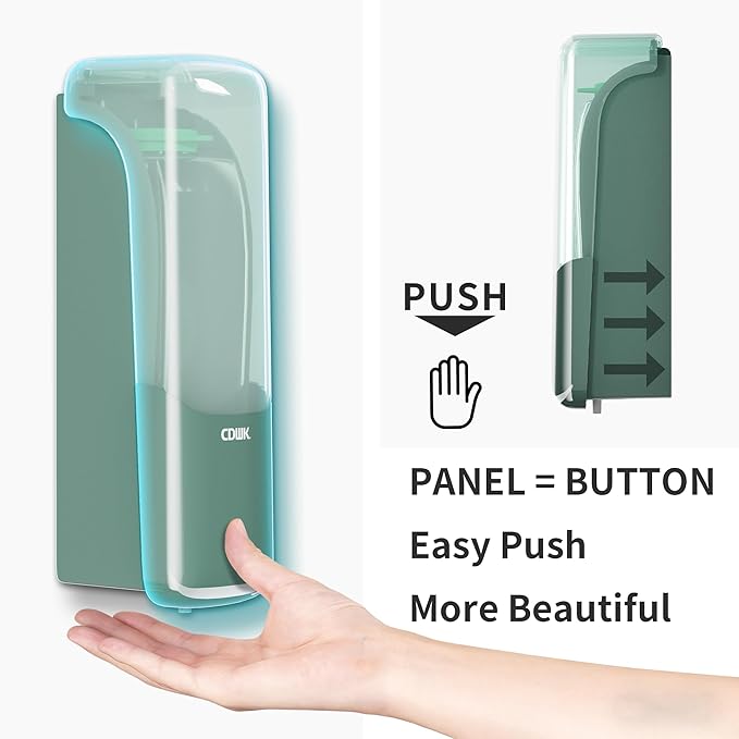 Wall-Mounted Shampoo Conditioner Dispenser, 300ml No Drill Refillable Shower Soap Dispenser, Waterproof Leak-Proof Wall Soap Holder, Modern Toiletries Organizer for Bathroom, Kitchen, Hotel, Green