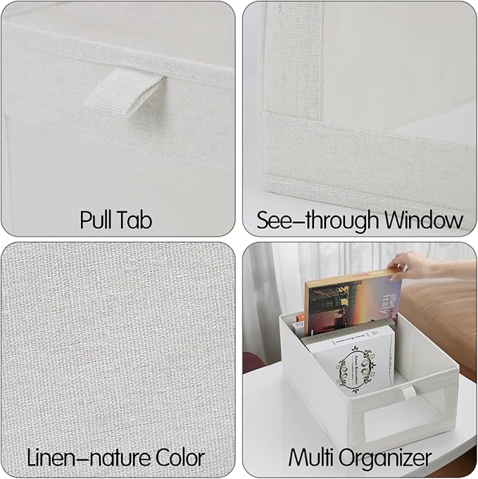4 Pack Linen Storage Bins, Storage Containers for Organizing Clothing, Jeans